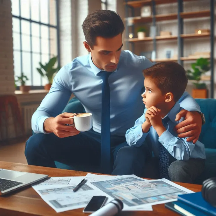 一個很優秀的家長，在跟自己目前還不是很優秀的小孩，講著TA為ta規畫好的未來人生藍圖！(小昕咒語Bing繪圖)