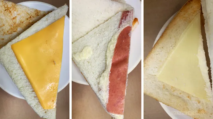 全家瘋狂起司三明治打開側面照，來看看裡面料有多少