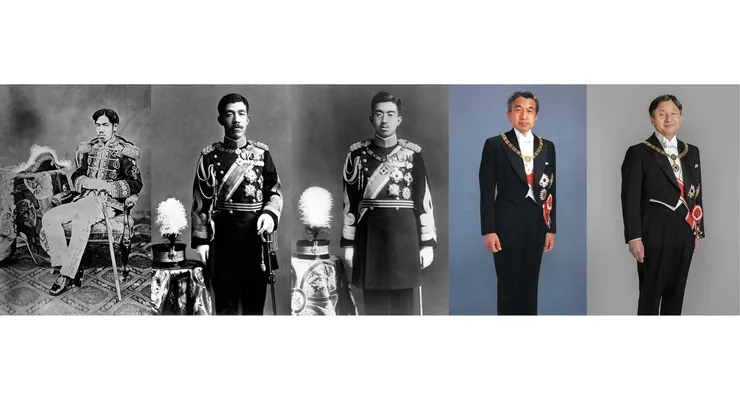 日本天皇：明治天皇睦仁(122代)、大正天皇嘉仁(123代)、昭和天皇裕仁(124代)、上皇明仁(125代)、今上天皇德仁(126代)