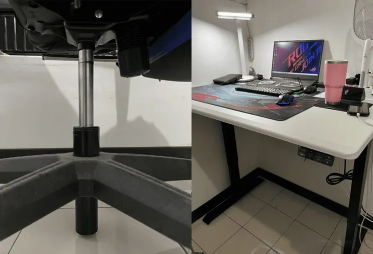 電腦椅氣壓棒高度太低，師傅耐心更換合適的氣壓棒行程