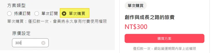 單次購買付費方案