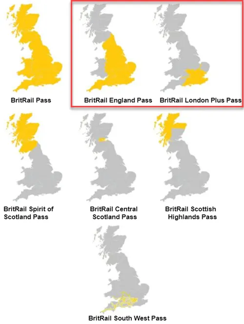 英國火車通行證區域