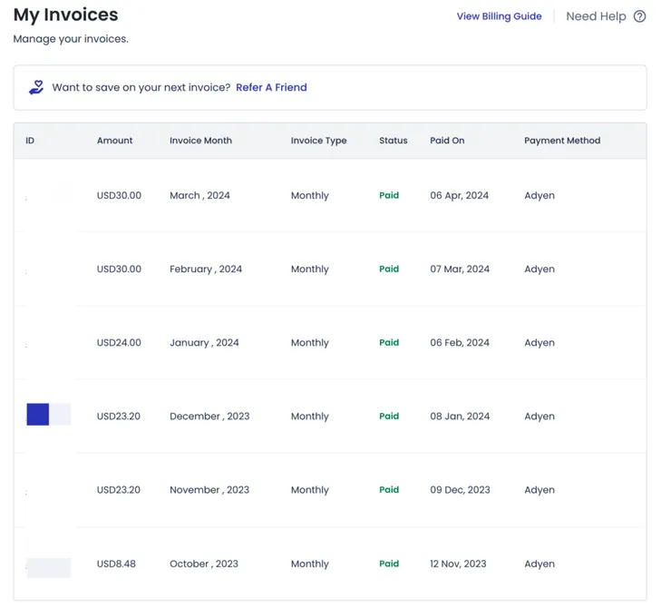 Cloudways invoices