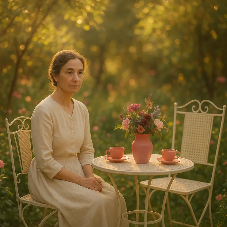 Her garden wasn't just a sanctuary of petals and shade; it was a threshold, a place where sound softened and the invisible spoke.