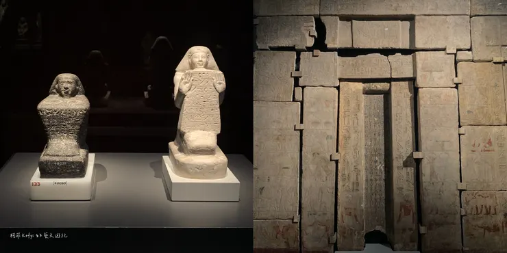 左：瓦希布拉的方塊雕像｜右：烏里倫普塔墓室的祭堂牆面