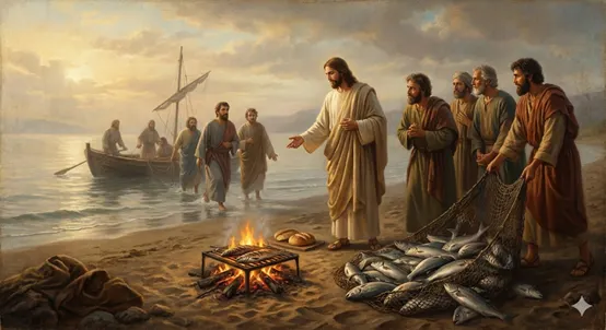 「153 條魚」神蹟數字10 代表「誡命」，7 代表「聖靈的恩賜」