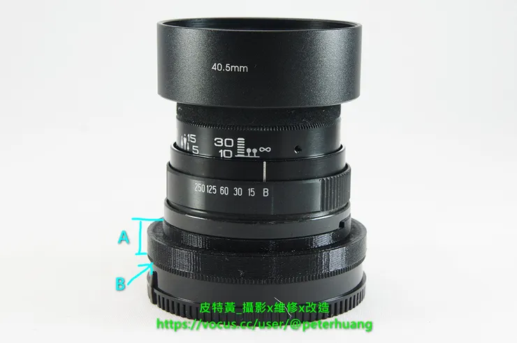 法蘭距填充結構(A)+鏡尾接環的厚度(B)