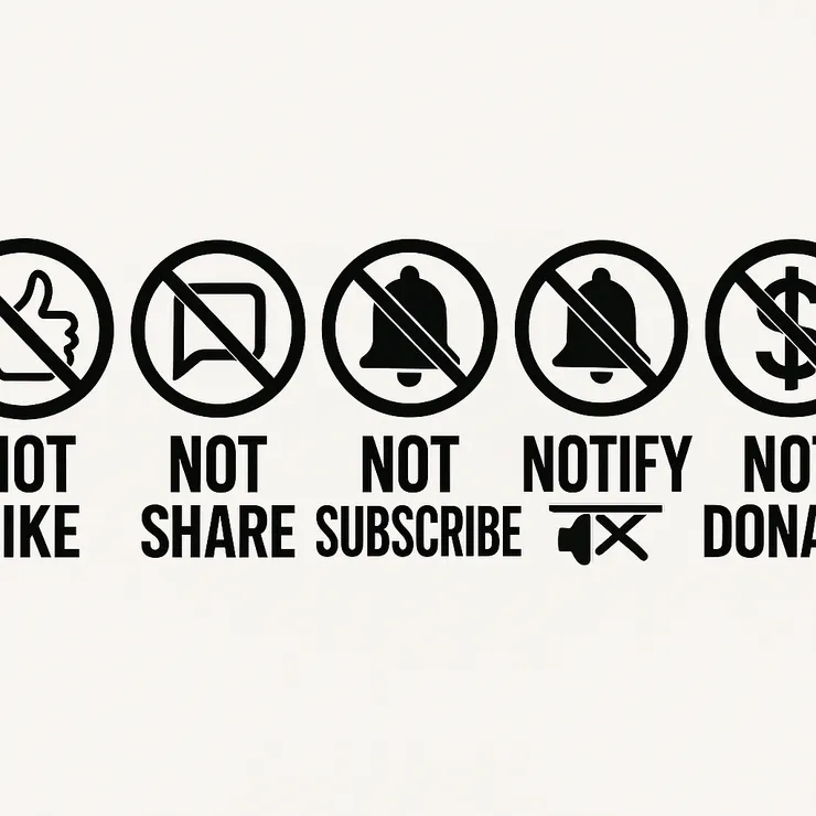 不按讚、不分享、不訂閱、不開啟小鈴鐺、不斗內(OpenAI, 2025)