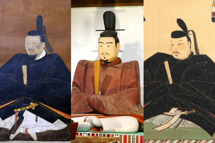 由左至右分別為長谷寺收藏的秀長肖像畫、壺阪寺收藏的秀長雕像、春岳院收藏的秀長肖像畫。