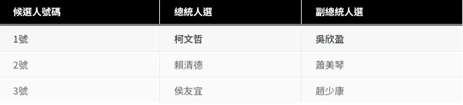 2024總統副總統名單