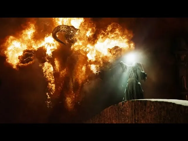 甘道夫大戰炎魔，電影畫面