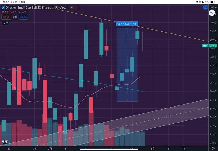 三倍做多羅素兩千指數TNA日線