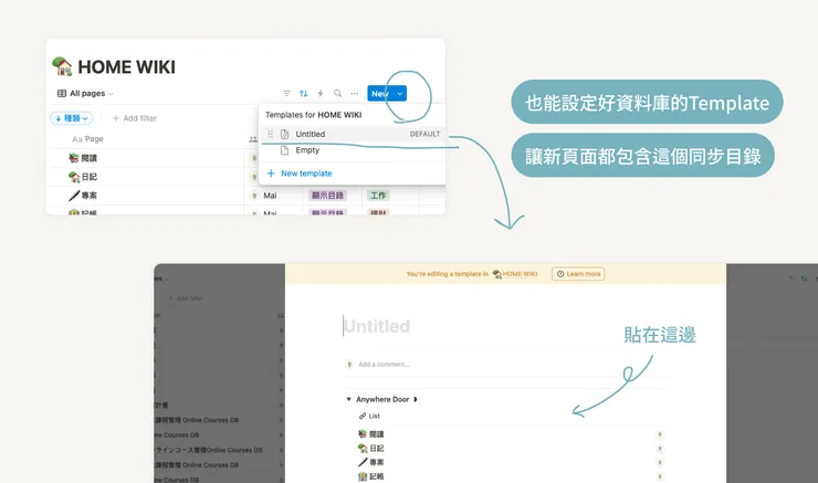 wiki 資料庫也能設定模板