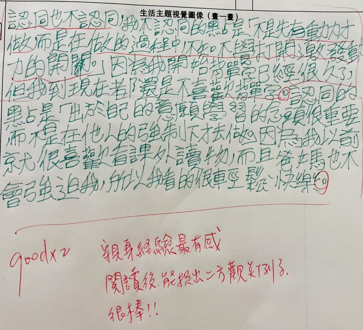 不認同～做很久，不喜歡的還是不喜歡。 認同～出於自己意願的學習很重要。
