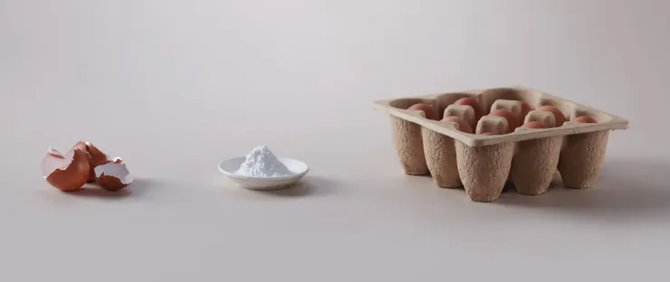 原先要丟棄的蛋殼經過設計成為永續包裝，圖片提供：勤億蛋品科技