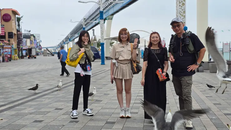 月尾文化街（高架鐵軌、海鷗、水產）