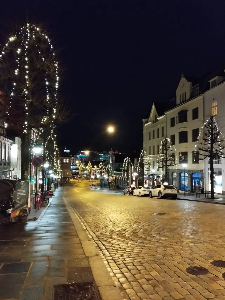 冬季清晨的卑爾根街景