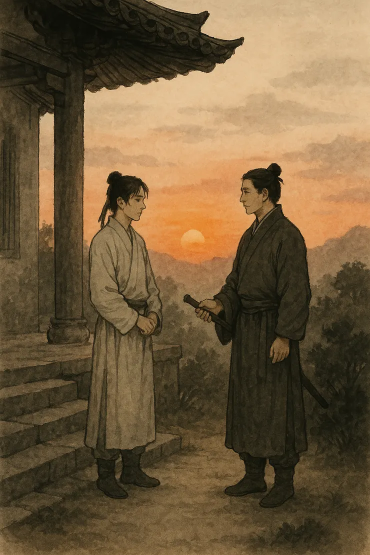 圖片氛圍有到位。離別十年，短暫的相逢，可能就是這樣，有點兒哀戚、有些兒憐惜的吧。