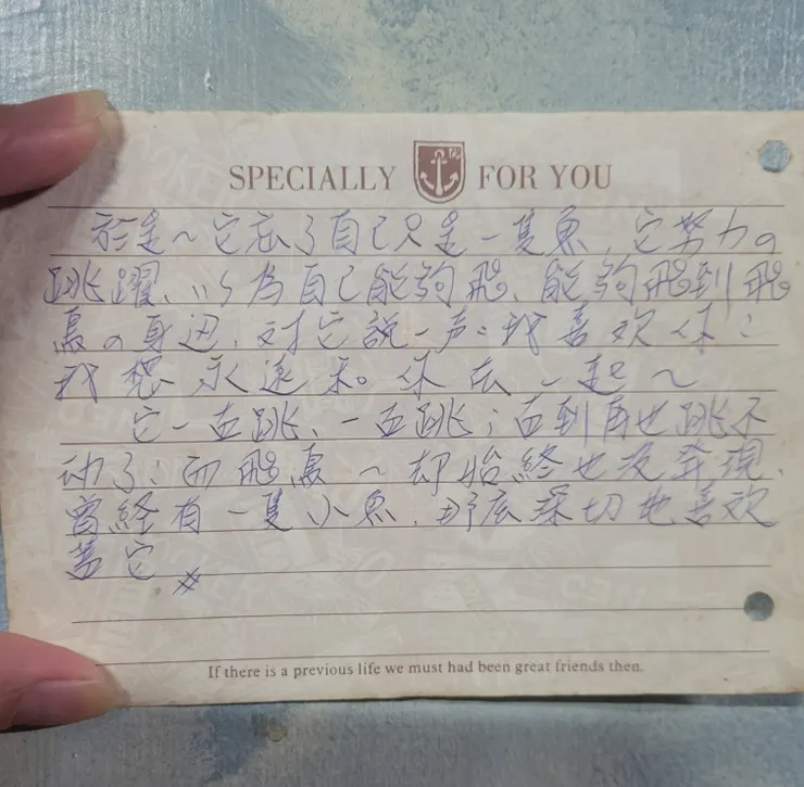 背面文字是我很多年前寫的