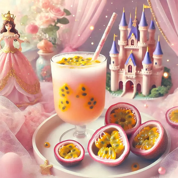 一杯「百香甜心」(小昕咒語Bing繪圖)