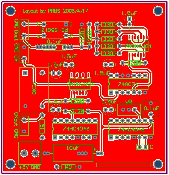 Layout 正面(編註:依據修改的 PE65612 接腳,脈衝變壓器須由 PCB 反面安裝)