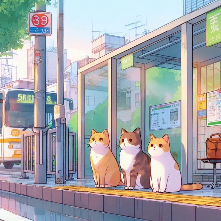 等下班車的貓貓