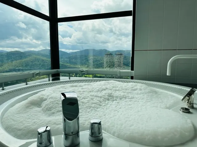 白天窗外可以看到The tower的兩棟大樓，超美!