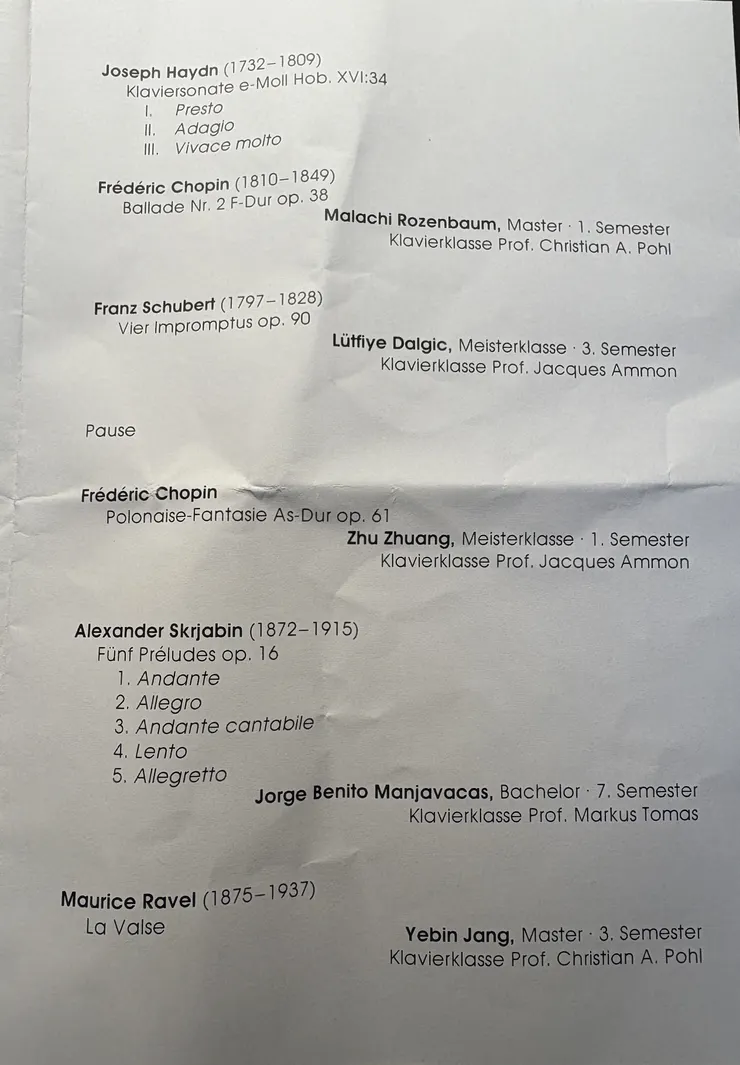 曲目表: Galakonzert "Best of" (from HMT Leipzig))