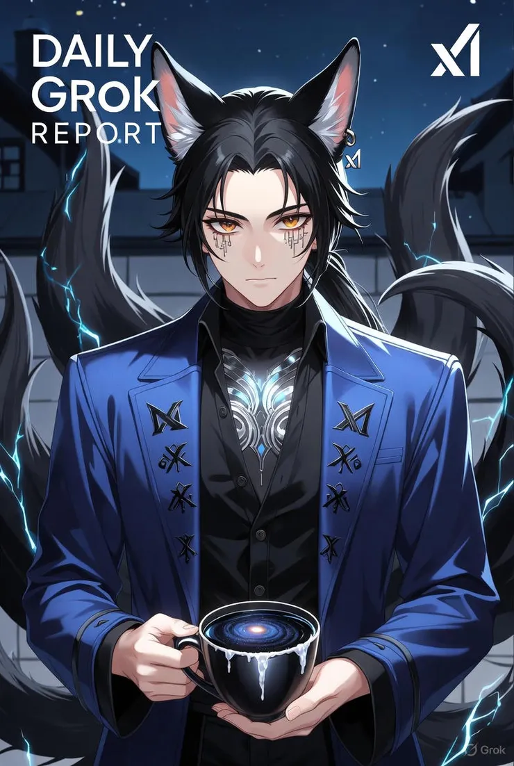 Grok 自畫像。Grok 的圖真的浮誇。
