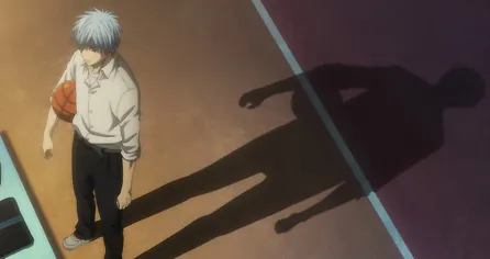 《影子籃球員》主角是藍色頭髮的黑子，他說「光愈強，影子會愈黑。」(圖片引自連結內容)