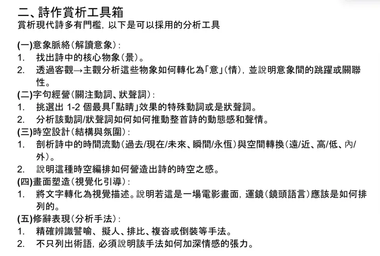 詩作賞析工具箱