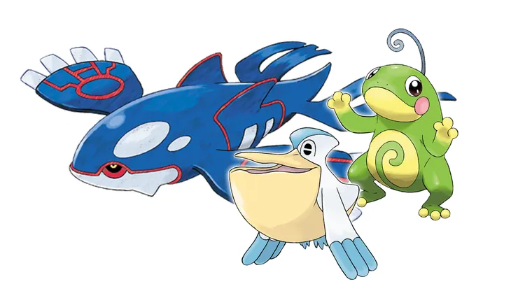 蓋歐卡、大嘴鷗以及蚊香蛙皇