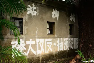 道班房背面還有時代感十足的標語