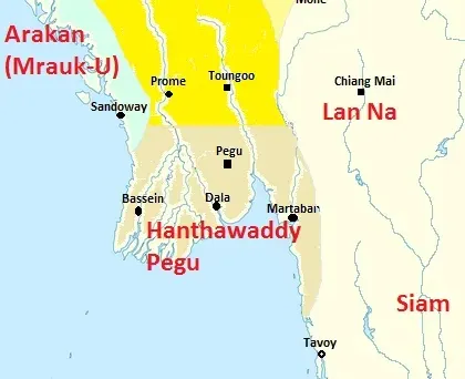 1450年代左右的洪沙瓦底。-來源：韓國Namuwiki。