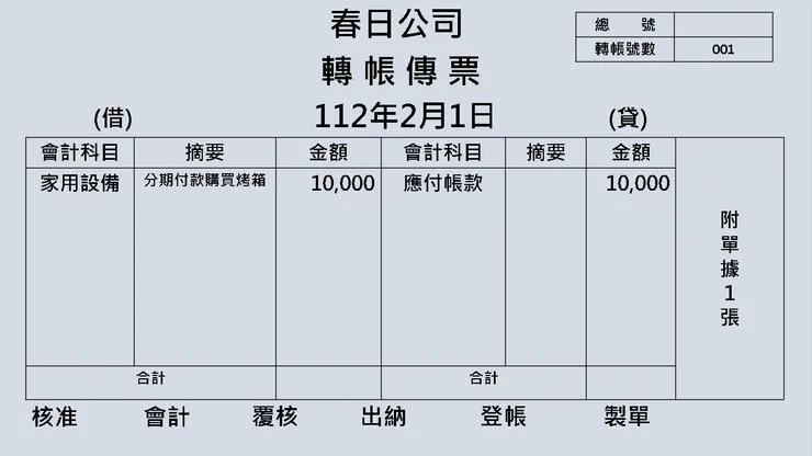 轉帳傳票圖示。