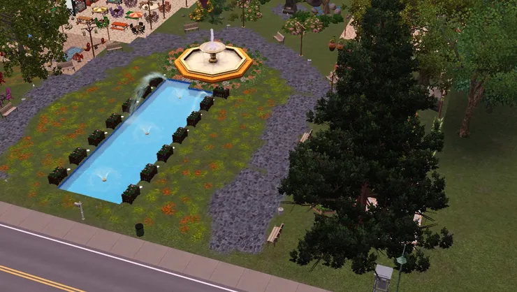 公園我也很久也沒去過了。這也是我第一次畫全戶外的地方。