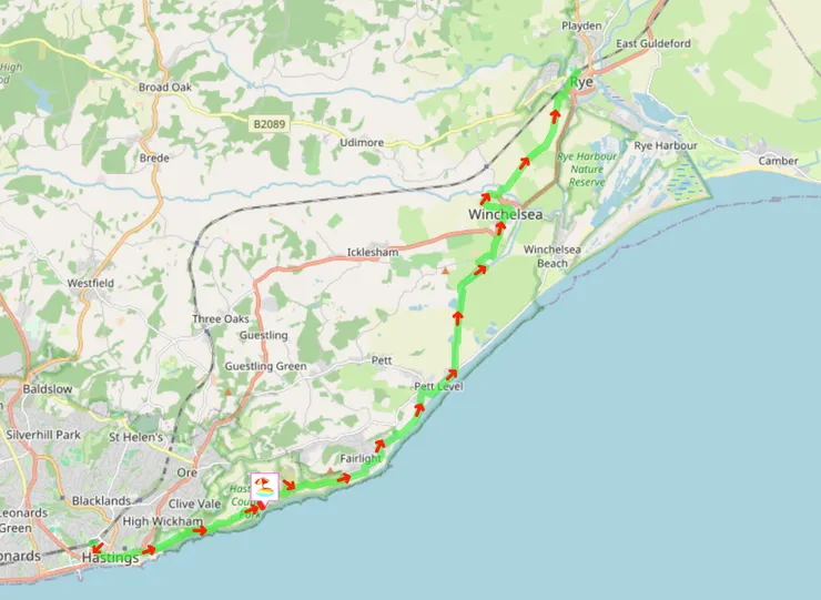 Hastings-Rye 路線圖