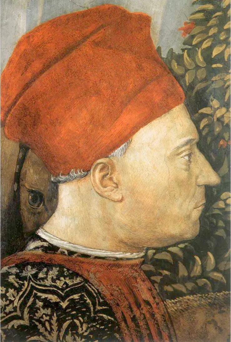 科西莫的兒子皮耶羅,畫中身邊被穿著異國服飾的僕人包圍