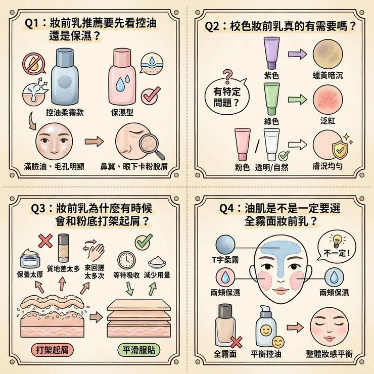 妝前乳常見問題：控油、保濕、校色一次看