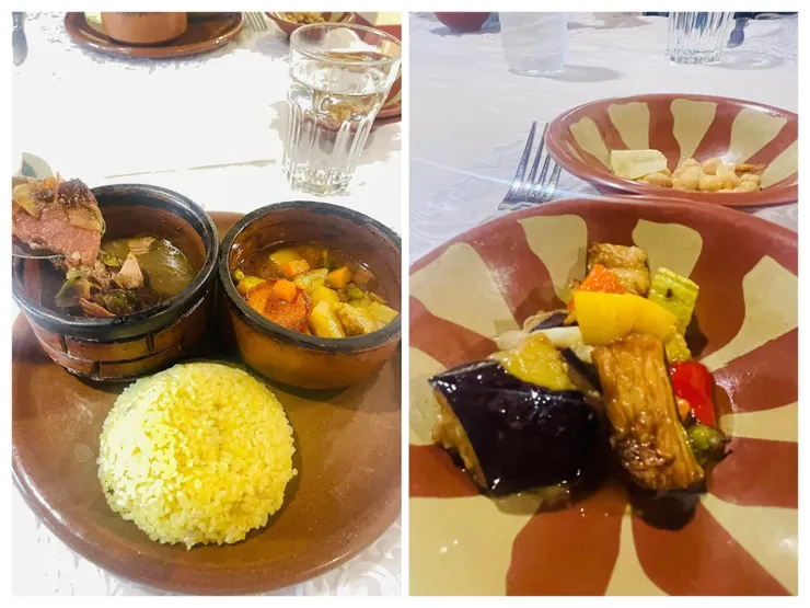 小菜茄子和燉牛肉套餐