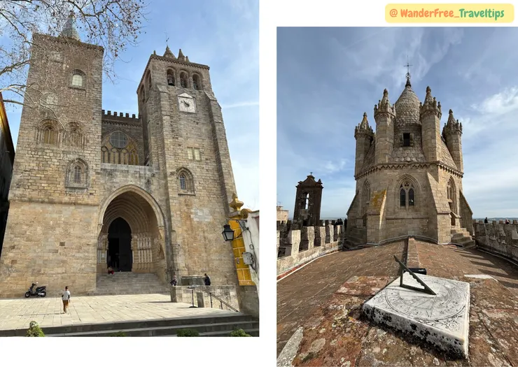 Evora主教堂全景及塔樓頂