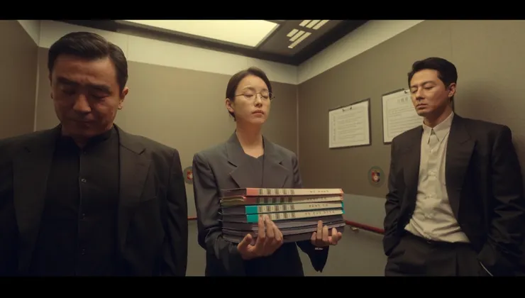 畫面翻攝自 Disney+。由左至右分別是張洙源(代號九龍浦,柳承龍飾)、李美賢(韓孝周飾)、金斗植(代號文山,趙寅成飾)。