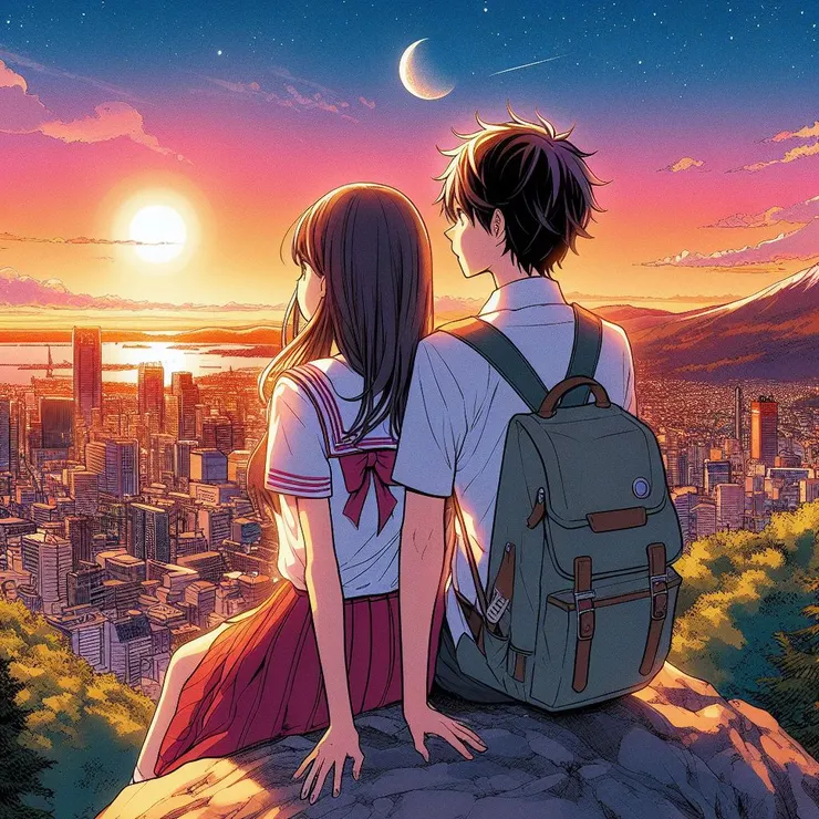 我摟著她肩膀，在她耳邊說話