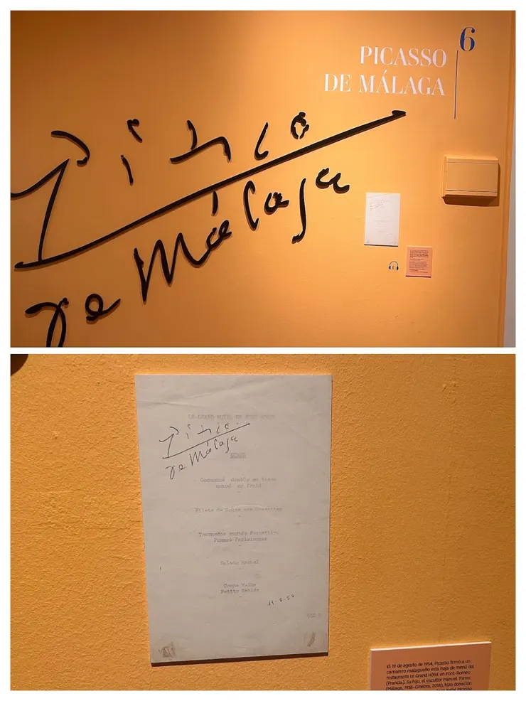 畢卡索在一張菜單上寫上「馬拉加 畢卡索」