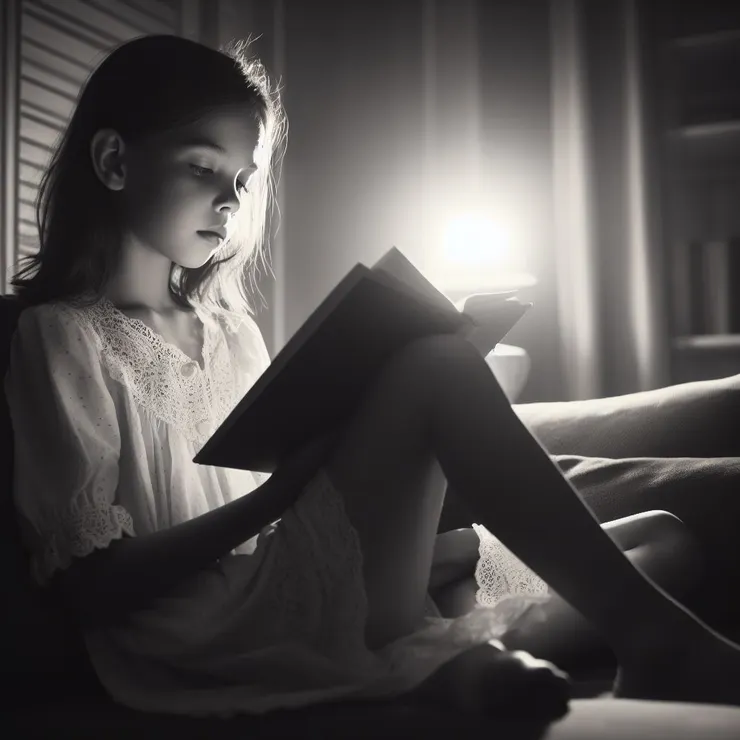 AI生圖-女孩燈下夜讀
