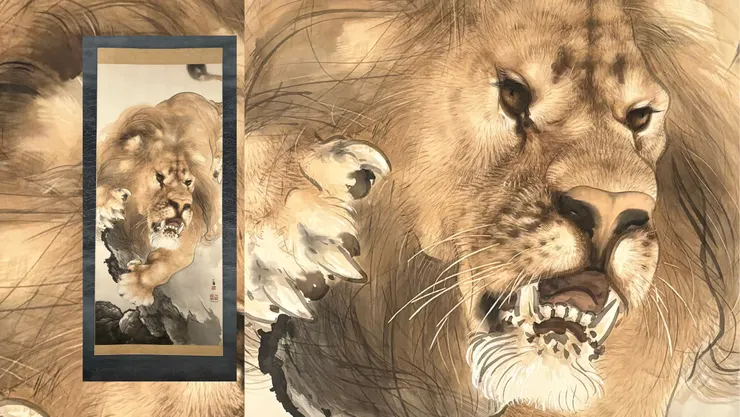 金獅圖｜竹內栖鳳,1906年,福田美術館藏。