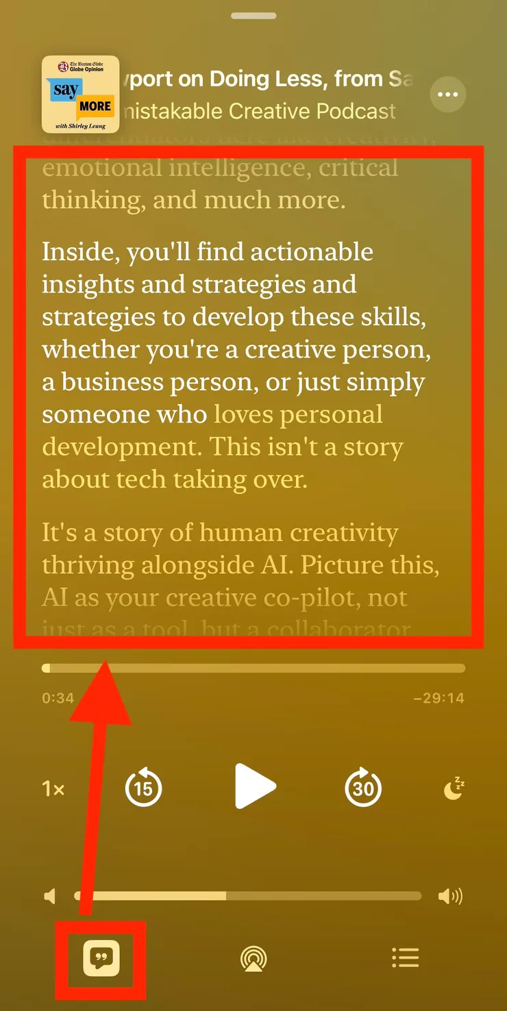 Apple Podcast｜瀏覽逐字稿方式(二)