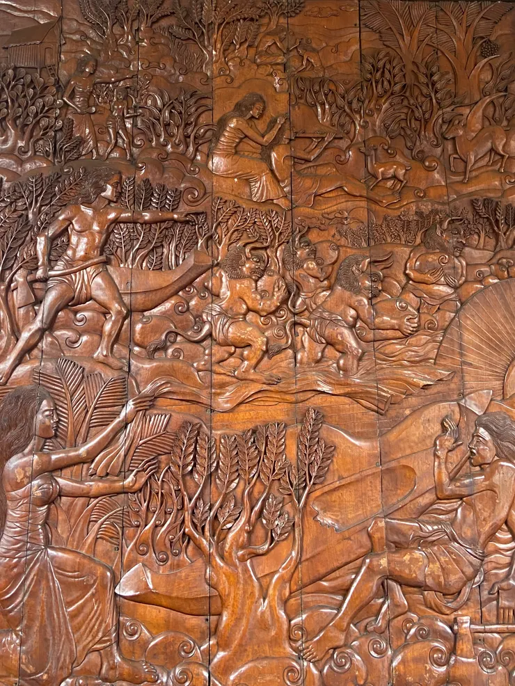 Sangkuriang木頭浮雕。