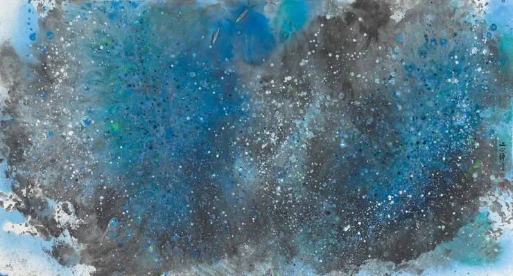 2017 -江心靜 - 海洋心象-水之交響曲 -96×178cm-水墨設色紙本