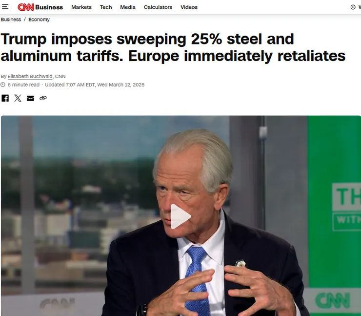 圖片及新聞英文原文出處https://edition.cnn.com/2025/03/12/economy/trump-steel-aluminum-tariffs-hnk-intl/index.html